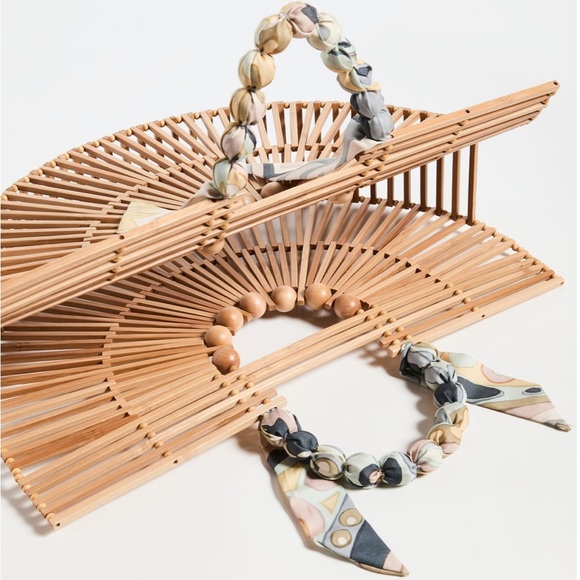 Cult Gaia Bamboo Fan Ark Scarf Half Moon Top Handle Tote Bag NWT - Picture 5 of 8